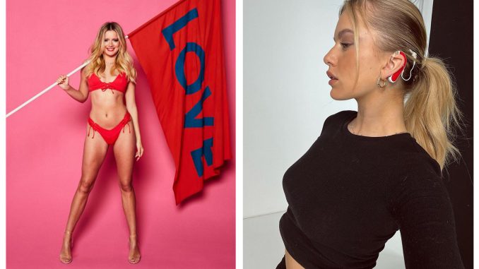 Natasha Ghouri (23) er Love Islands (UK) første døve deltaker. Tv-serien er på sin 8.sesong og deltageren hylles på sosiale medier. Foto: Instagram og ITV.